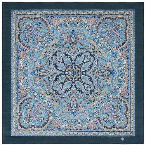 Платок Павловопосадская платочная мануфактура, 89х89 см, голубой, синий