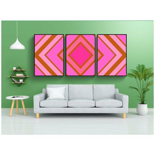 фото Набор модулных постеров для интерьера "геометрический, дизайн, розовый" 60x90 см. в тубусе, без рамки lotsprints