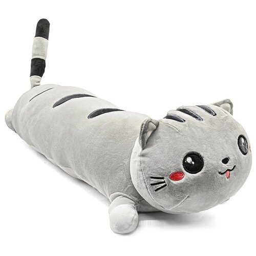 Мягкая игрушка - подушка Серый кот длинный 60 см