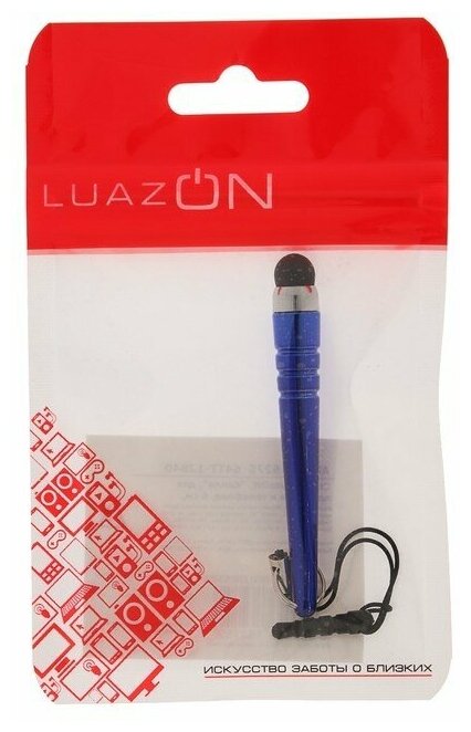 Luazon Home Стилус LuazON, "Капля", для планшета и телефона, 6 см, тепловой, с креплением, синий