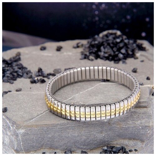 фото Браслет мужской "стальной" прямоугольники мелкие, цвет серебряно-золотой ,16см