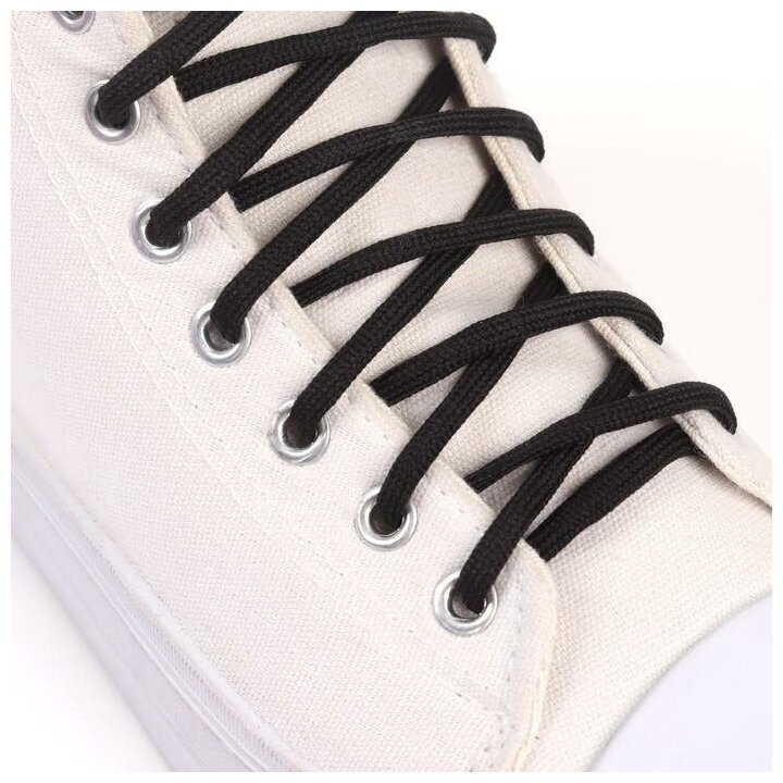 Шнурки для обуви, пара, круглые, d = 5 мм, 90 см, цвет чёрный