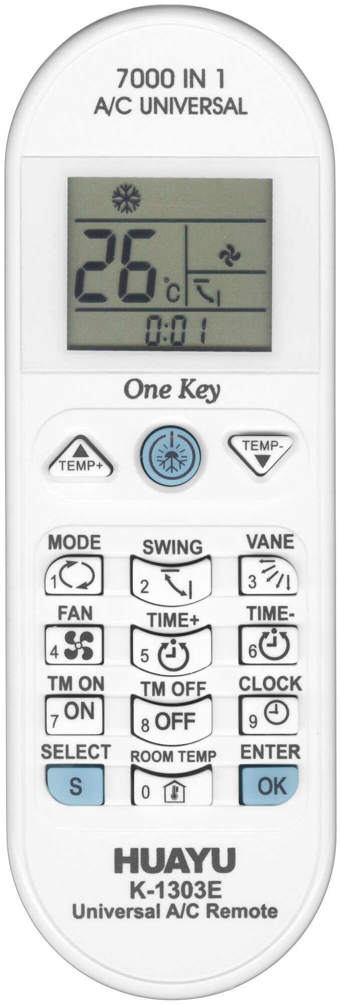 Универсальный пульт для кондиционера Huayu K-1303E 7000 кодов в 1