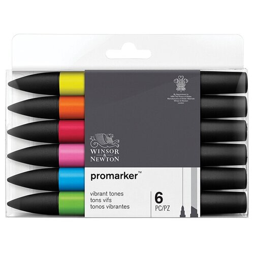 фото Winsor&newton набор художественных маркеров "pro", 6 цветов, яркие оттенки winsor & newton