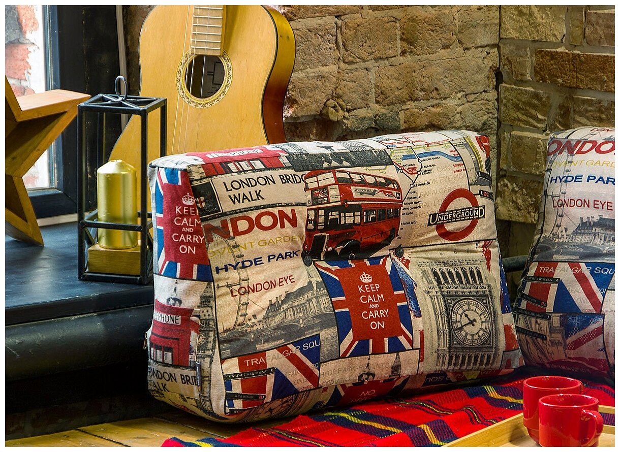Большая диванная подушка для спины на диван на кровать для чтения и отдыха PillowPlace LONDON 100% хлопок 65*20/10*40 см - фотография № 2
