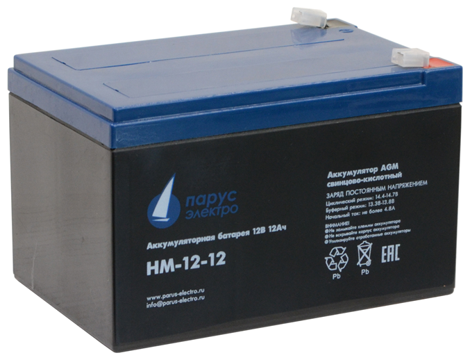Батарея Парус электро HM-12-12 для ИБП (AGM/12В/12,0Ач/клемма F2)
