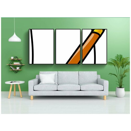 фото Набор модулных постеров для интерьера "карандаш, бумага, канцтовары" 60x90 см. в тубусе, без рамки lotsprints