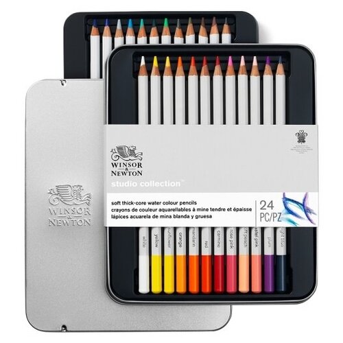 фото Winsor&newton набор акварельных карандашей 24 цвета, мет. коробка winsor & newton
