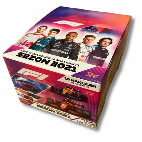 Блок наклеек 2021 Topps Formula 1 (36 пакетиков по 10 наклеек в каждом) / Подарочный бокс наклеек Формула 1