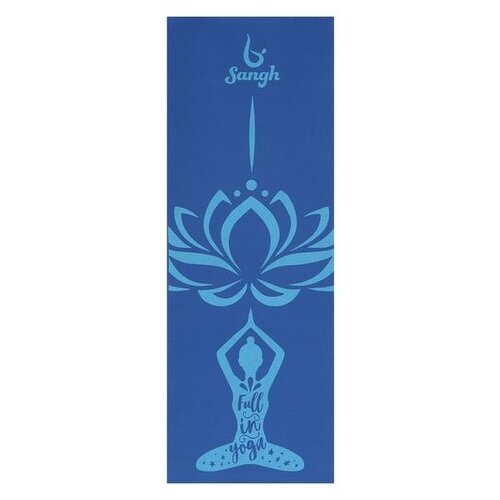 Коврик Sangh Девушка и лотос, 173х61 см синий 0.4 см полотенце manduka towels yogitoes 0 5 кг 173 см темно синий 61 см midnight