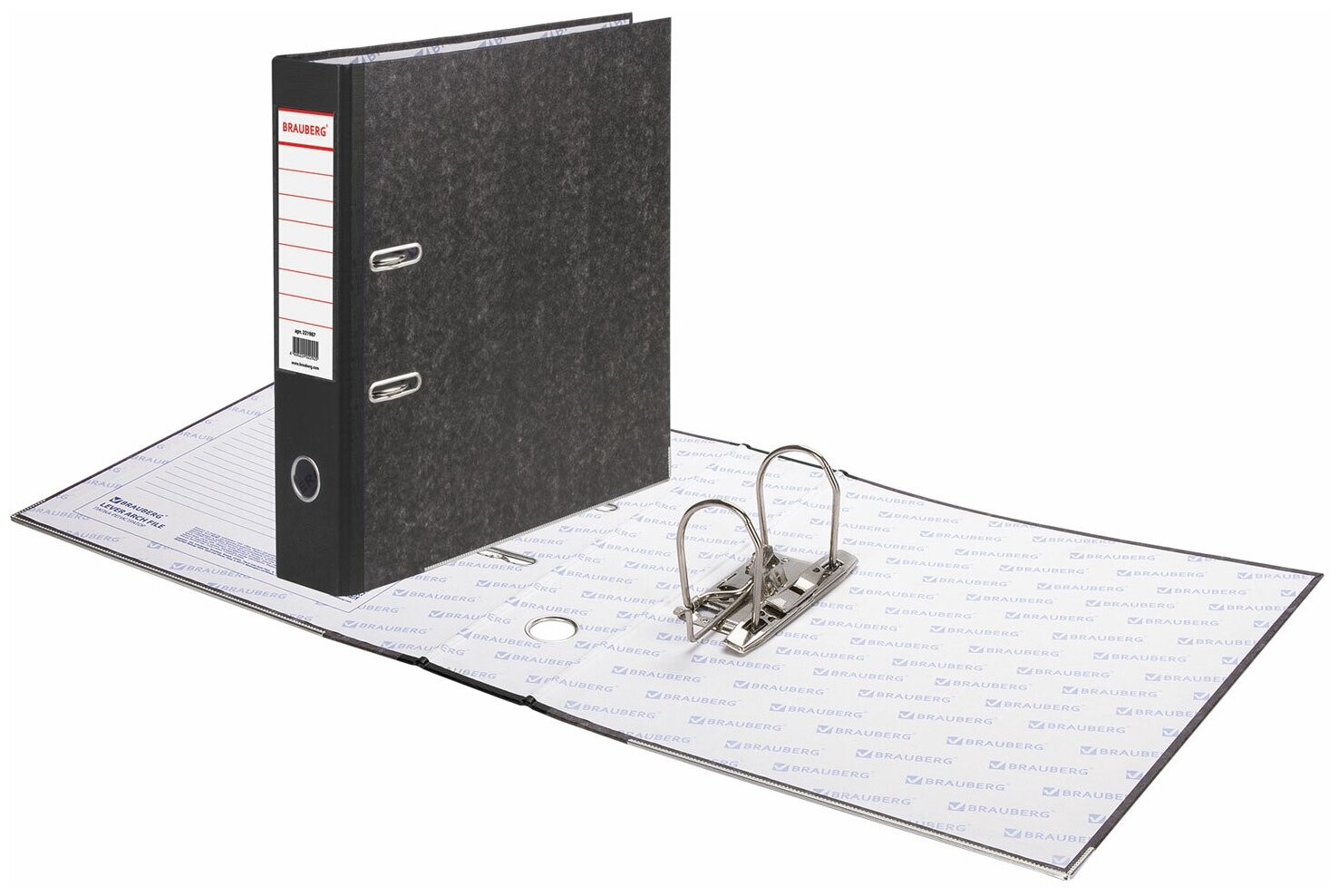 BRAUBERG Папка-регистратор А4+, картон с мраморным покрытием, 70 мм, черный - фото №7