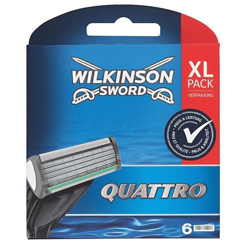 сменные кассеты wilkinson sword quattro 3 шт Сменные кассеты Wilkinson Sword Quattro, 6 шт.