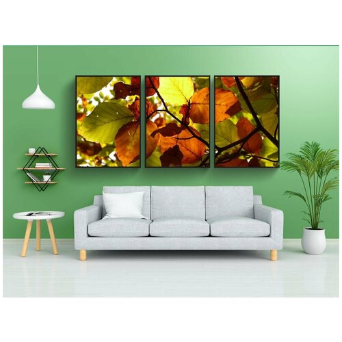 фото Набор модулных постеров для интерьера "падение, лес, дерево" 60x90 см. в тубусе, без рамки lotsprints