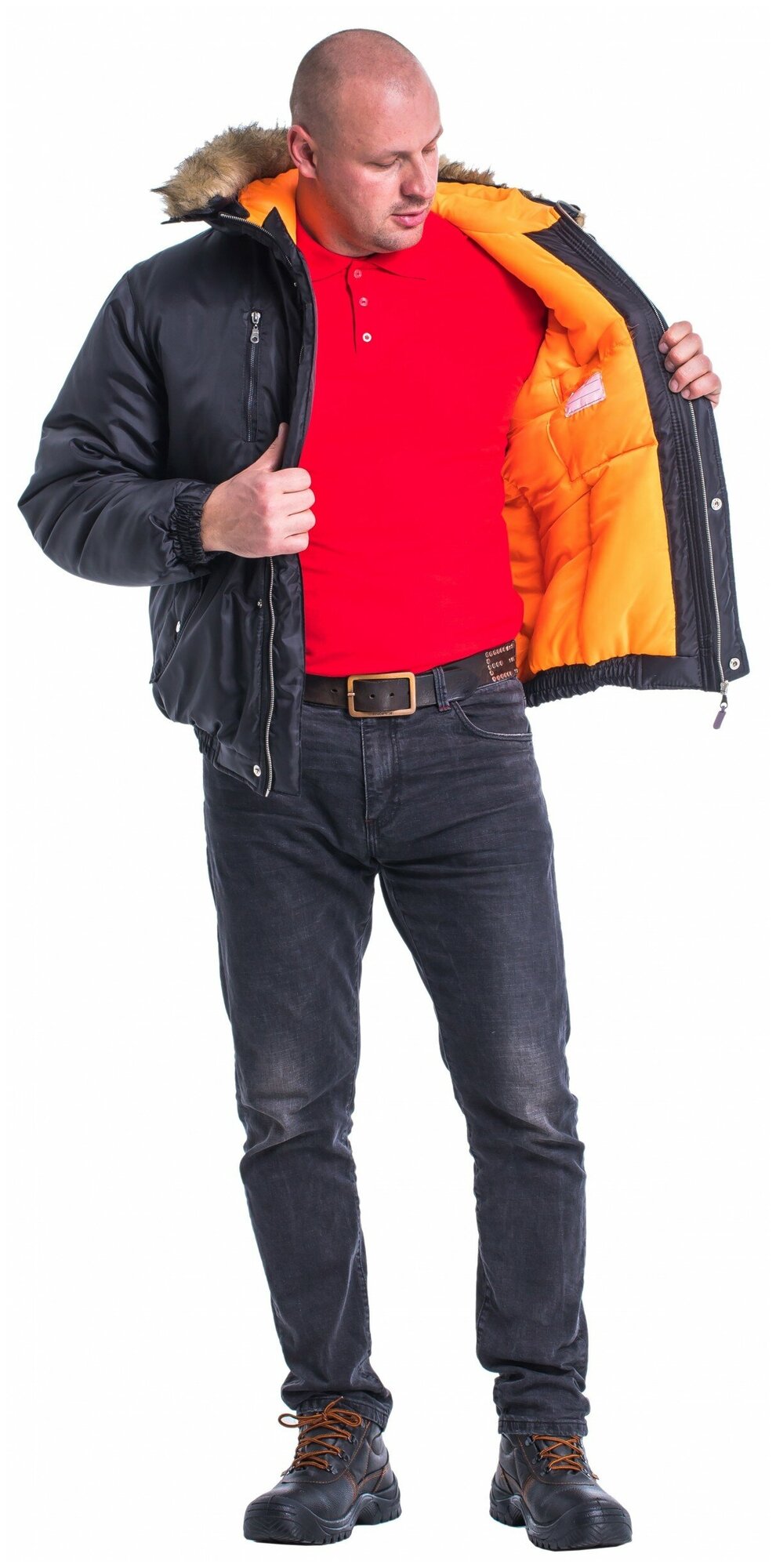 Куртка утепленная "Аляска" укороченная, чёрная. Размер: 44-46. Рост: 170-176 см.