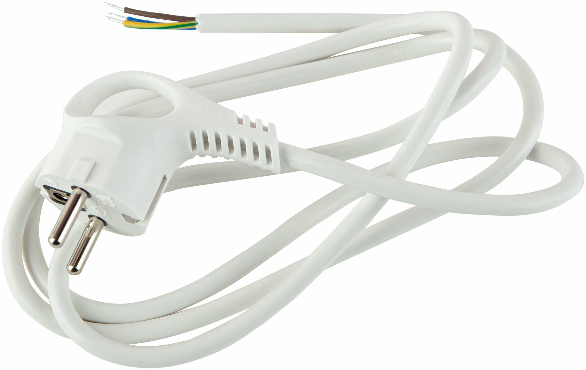 фото Шнур сетевой с вилкой ЭРА UX-3x0,75-1,5m-W с заземлением ПВС 3x0,75мм2 1,5 м белый, 1шт
