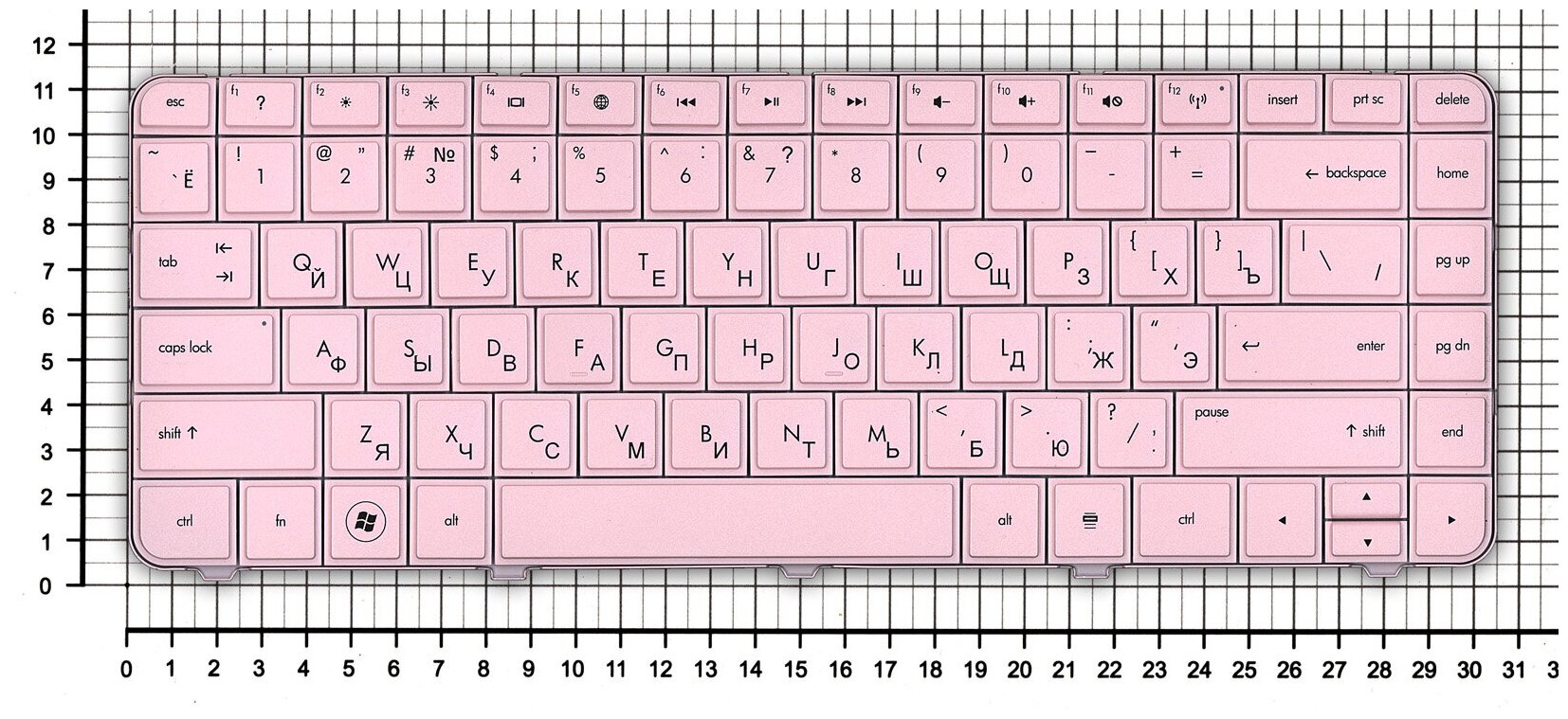 Клавиатура для ноутбука HP 633183-251 розовая
