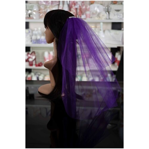 Фата для девичника фиолетового цвета / Украшение для подружек невесты