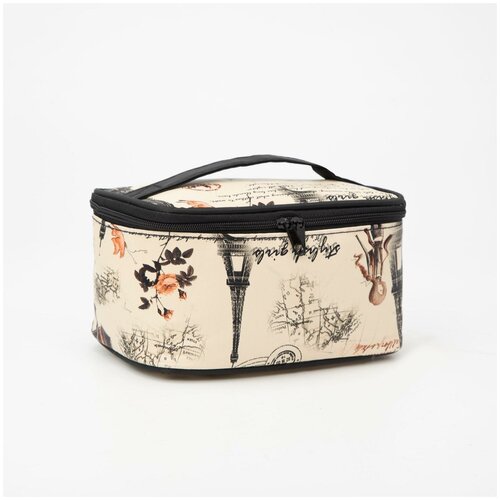 фото Косметичка-сумочка, отдел на молнии, с зеркалом, цвет бежевый нет бренда