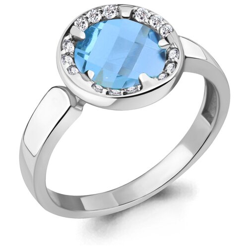 фото Серебряное кольцо aquamarine а6920888а с фианитом и турмалином diamant-online