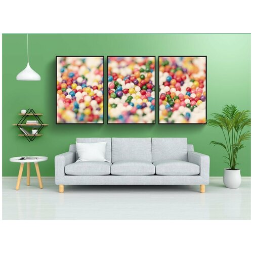 фото Набор модулных постеров для интерьера "конфеты, красочный, десерт" 60x90 см. в тубусе, без рамки lotsprints