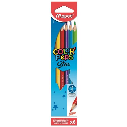 фото Комплект 30 наб, карандаши цветные maped color'peps star, трехгранные, дерево,6 цв/наб,832002