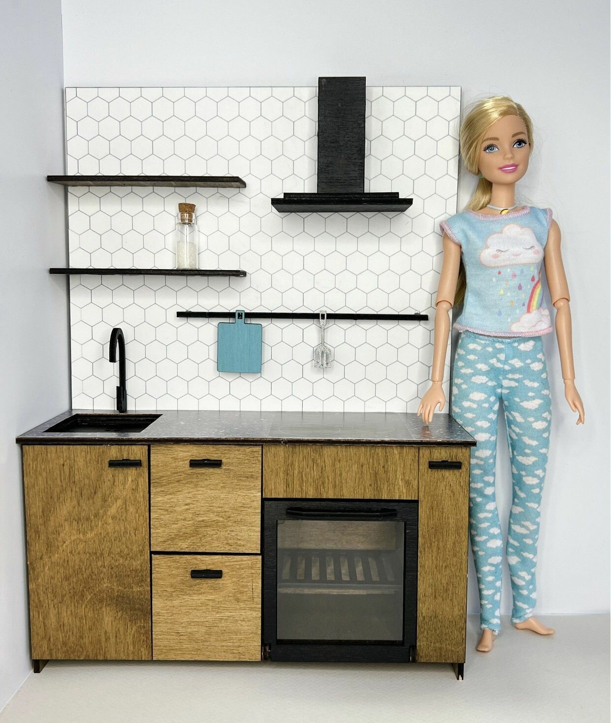 Мебель для кукол до 30 см Барби Ola la Home Кухня с полками для кукольного домика