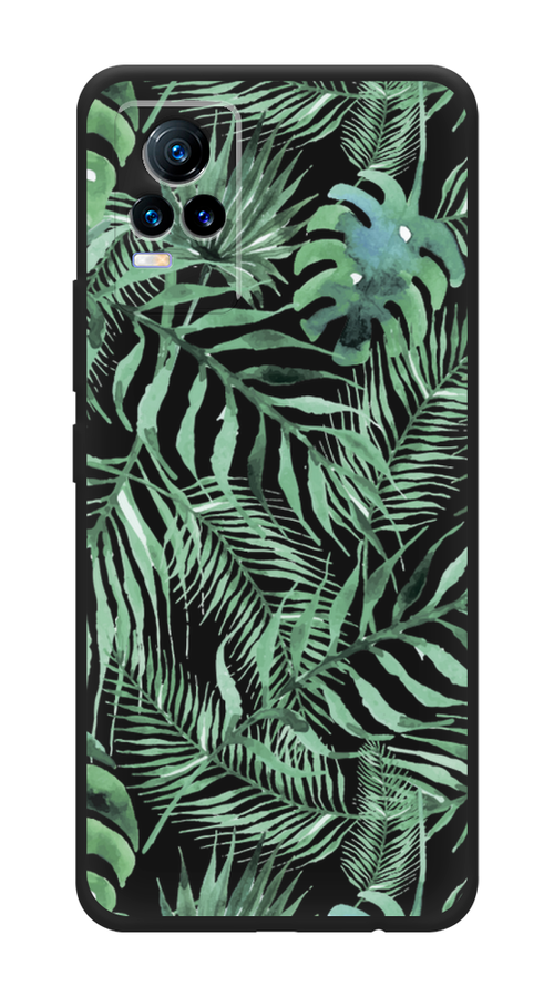 фото Матовый силиконовый чехол "Сиреневая цветочная рамка" на Vivo V21e 4G / Виво V21e 4G