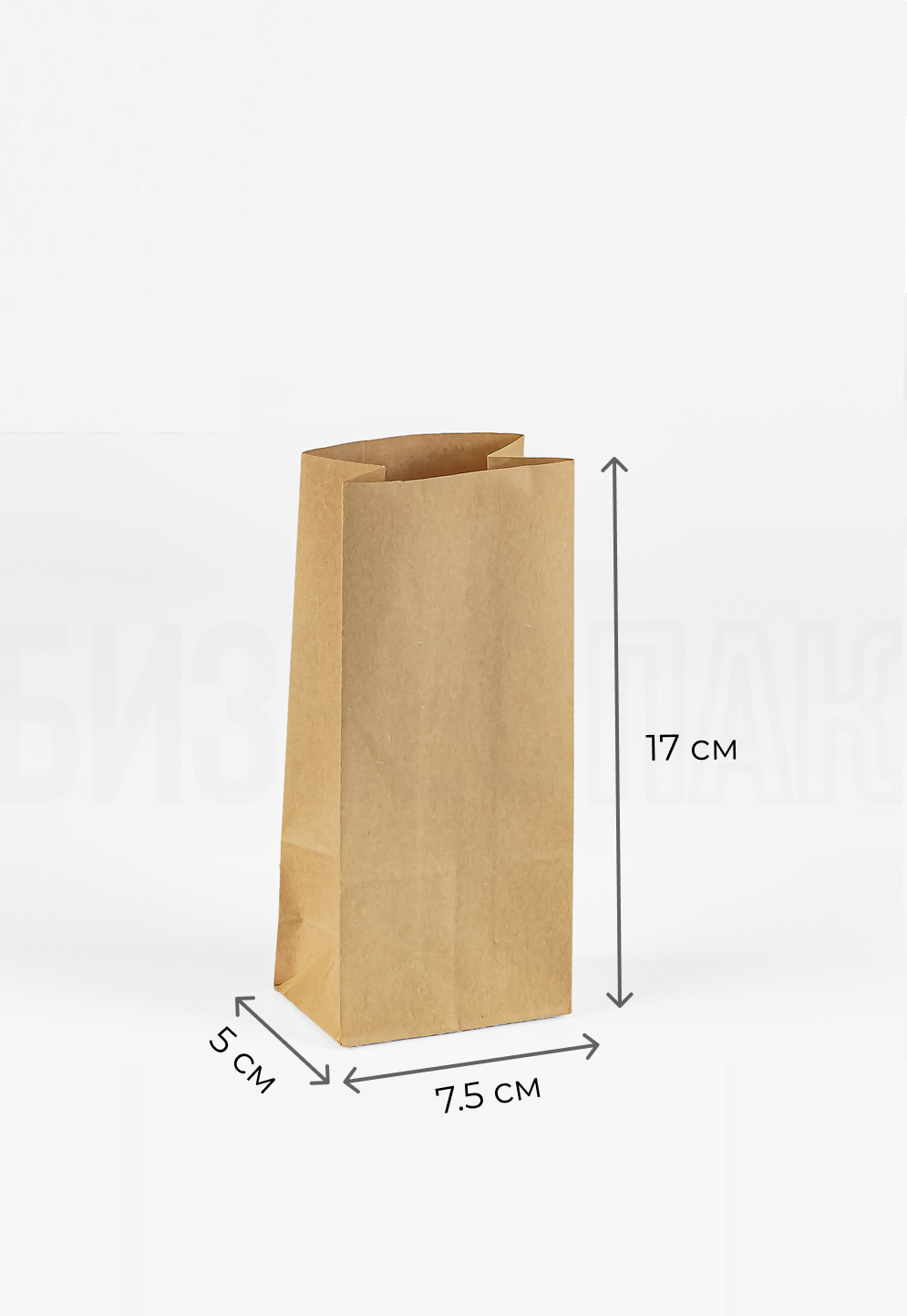 Крафт пакет бумажный без ручек 100 шт (размер пакета 17х7.5х5 см)