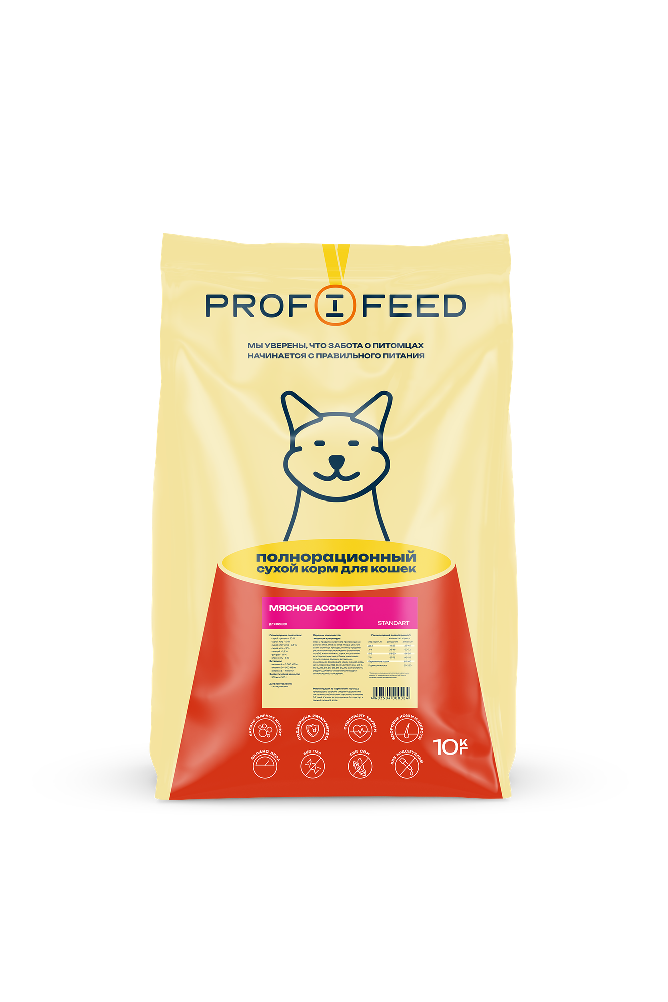 Сухой корм для кошек Profifeed мясное ассорти