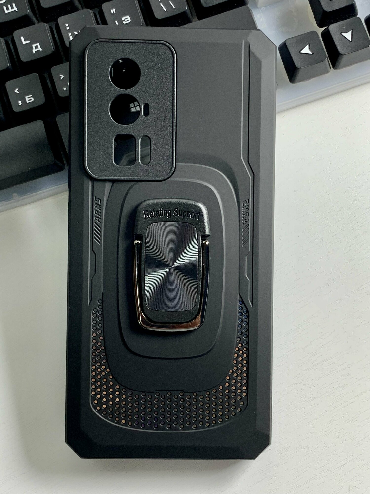 Чехол для Xiaomi Poco F5 Pro/ Cяоми Поко Ф5 Про противоударный, ударопрочный, усиленный, черный