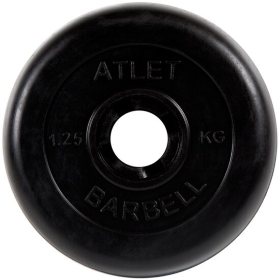 Диск MB Barbell Barbell обрезиненный, черный, диаметр 31 мм, 1.25 кг