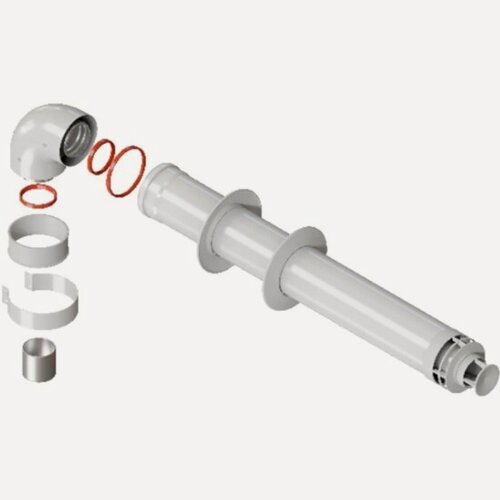 Изображение товара Комплект дымохода Rommer RCA-6010-210900 стандарт 60/100 - 900мм хомут в комплекте + втулка D60 L-50