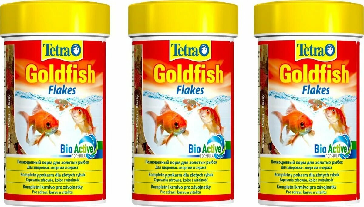 TetraGoldfish Colour корм в хлопьях для улучшения окраса золотых рыб 3 банки по 100 мл