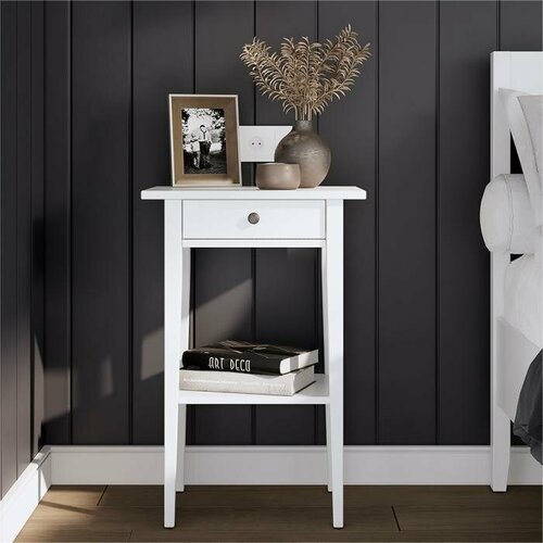 Тумба прикроватная IKEA HEMNES хемнэскымор с ящиком и полкой 46х70см белый массив сосны 5997₽