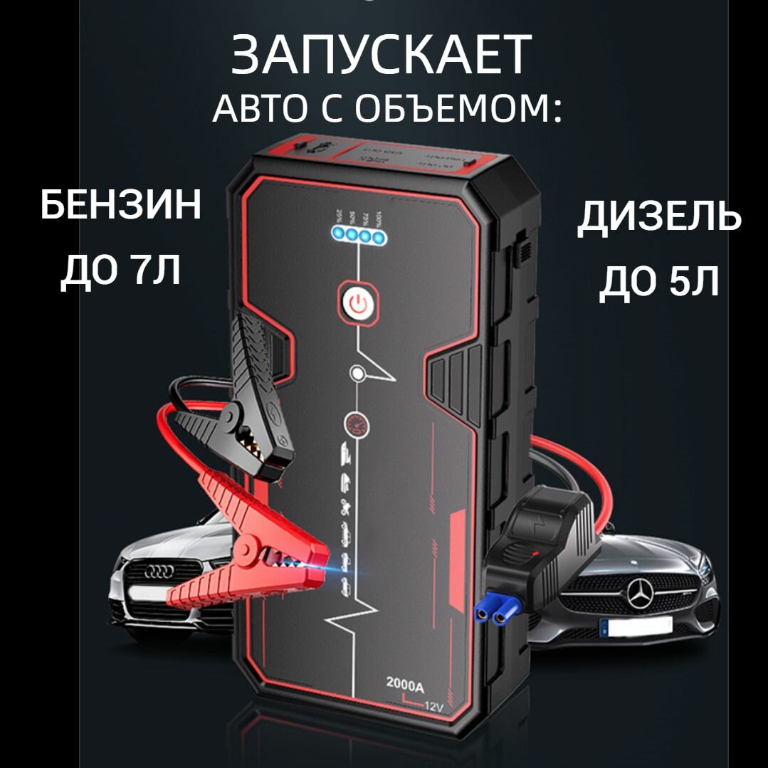 Пусковое устройство для автомобиля, пуско зарядное для аккумуляторов, Jump Starter — фото 1