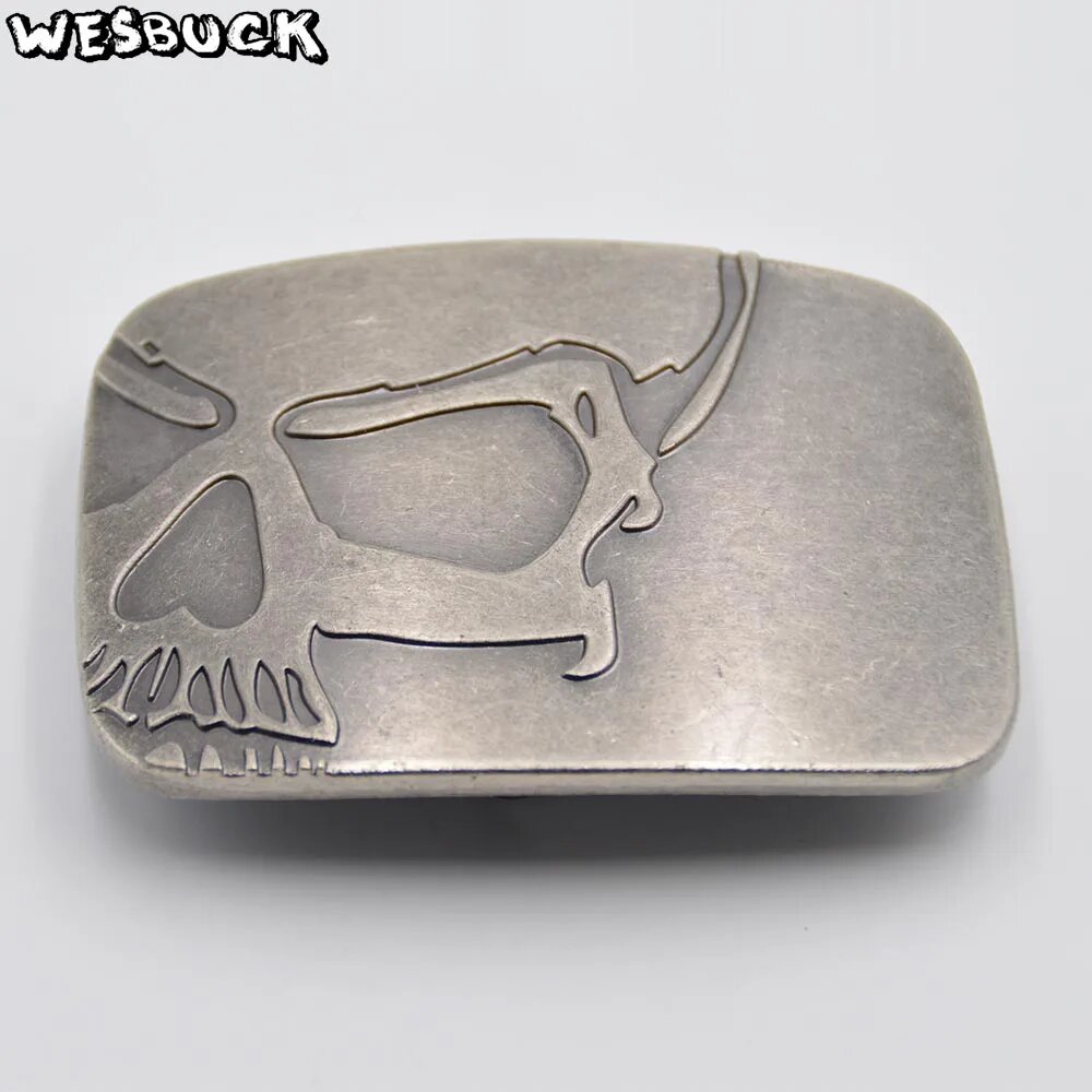 WesBuck Винтажные металлические ковбойские пряжки с черепом