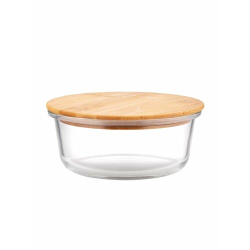 Контейнер стеклянный TECO TC-CB600-02 круглый с бамбуковой крышкой 600 мл 597₽