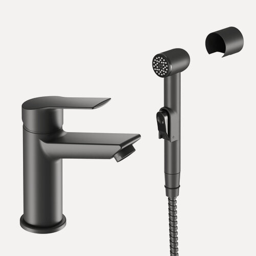 Изображение товара Смеситель черный для раковины / умывальника с гигиенической лейкой ESKO Line Handy EL_HA27HB