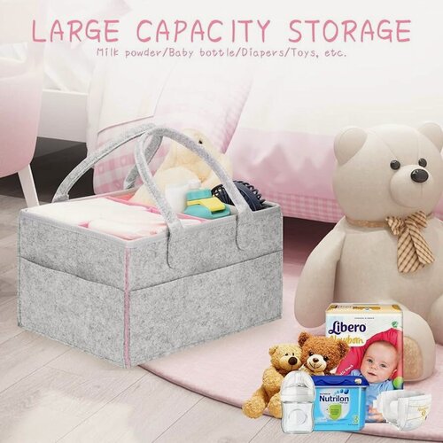 Изображение товара Войлочная сумка органайзер для хранения подгузников, игрушек, одежды, косметики, документов, вещей