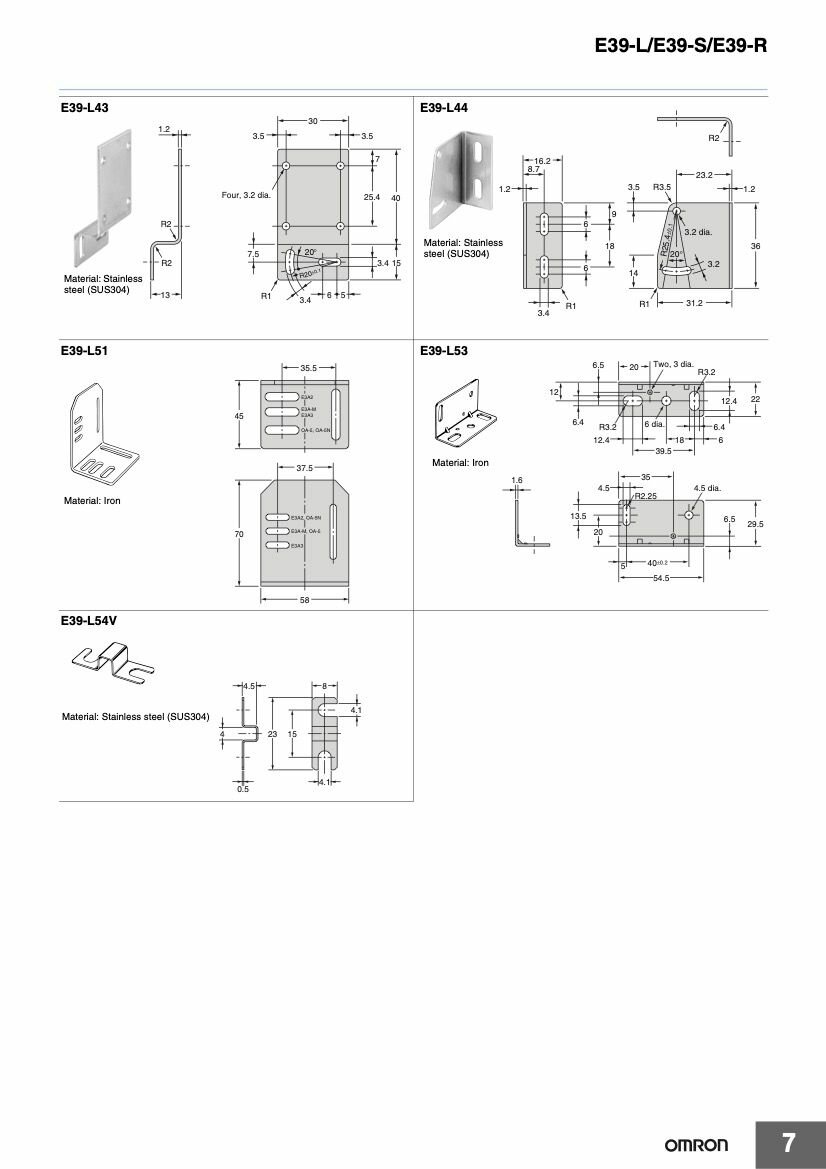 E39-L44 держатель для серии E3V3, E3Z, монтажный кронштейн OMRON — фото 1