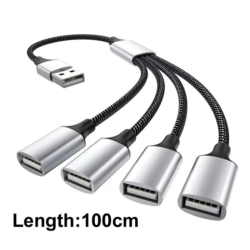 HTDTMTI 4-портовый USB-хаб с нейлоновой оплеткой 1m
