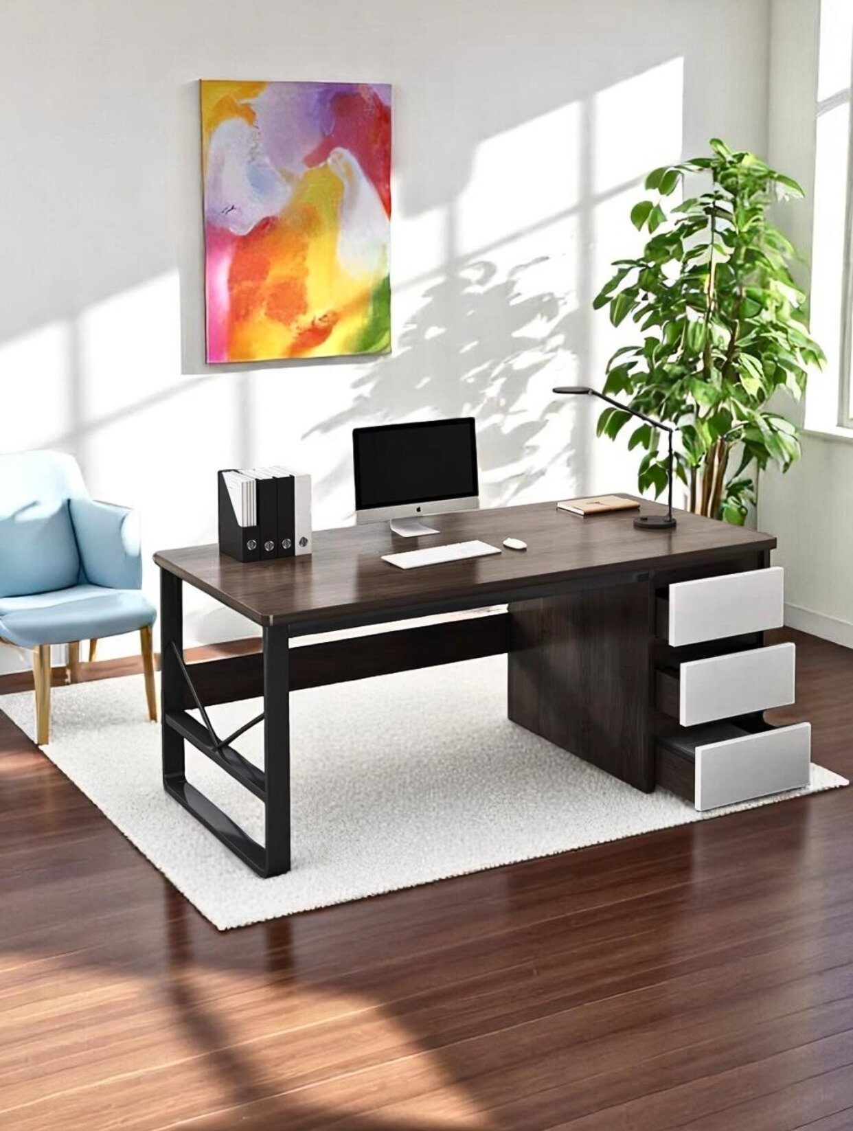 Письменный стол с полкой, для офиса, школы, компьютера , лофт — фото 1