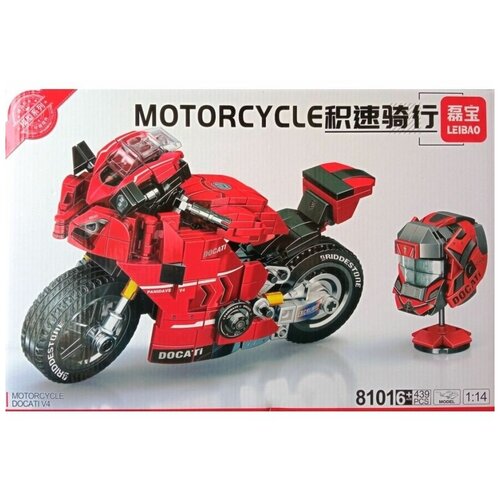 Конструктор мотоцикл спортбайк Дукати DUCATI V4, 439 дет.