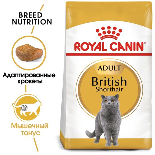 Корм сухой ROYAL CANIN полнорационный сбалансированный для взрослых британских короткошерстных кошек старше 12 месяцев 2 кг х 3 шт