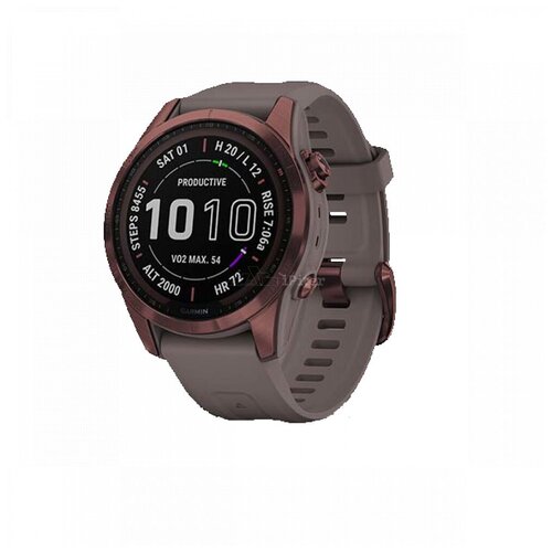 Умные часы GARMIN FENIX 7S Sapphire Solar титановый темно-бронзовый с сланцево-серым силиконовым ремешком 9287800₽