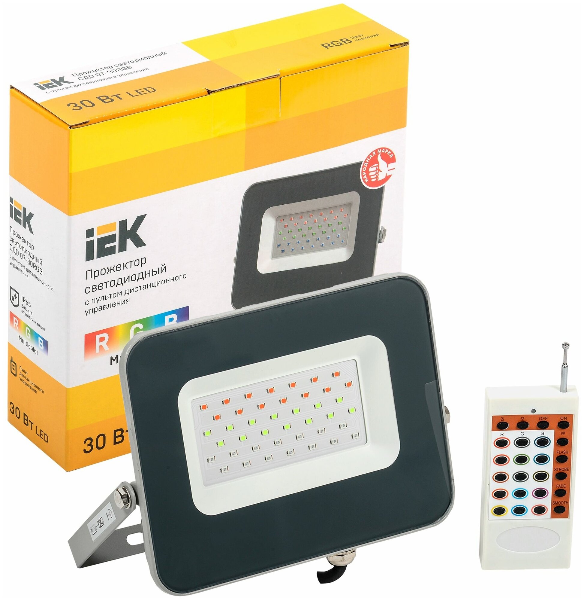 Iek LPDO7RGB-01-30-K03 Прожектор LED СДО 07-30RGB multicolor IP65 серый - фото №2