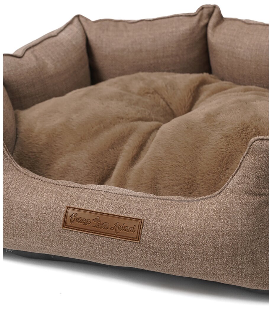 Лежанка для собак кошек 55х50х20 меховая съёмная подушка - фотография № 3