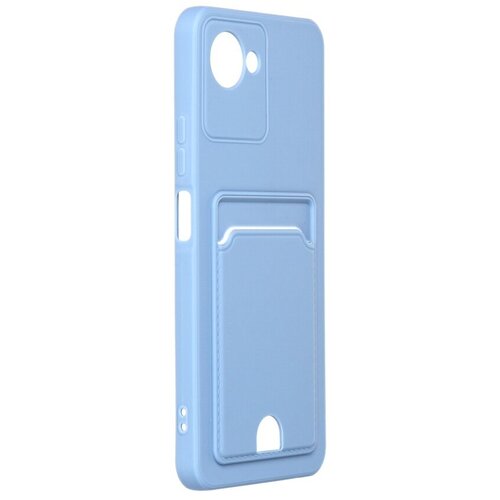 Чехол DF для Realme C30 Silicone с отделением для карты Gray-Blue rmCardCase-01 чехол с микрофиброй df для honor 30 pro plus silicone blue hworiginal 13