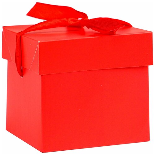 Коробка складная Miland классика красный 10*10*10см с лентой пп-5370 - 1 штука