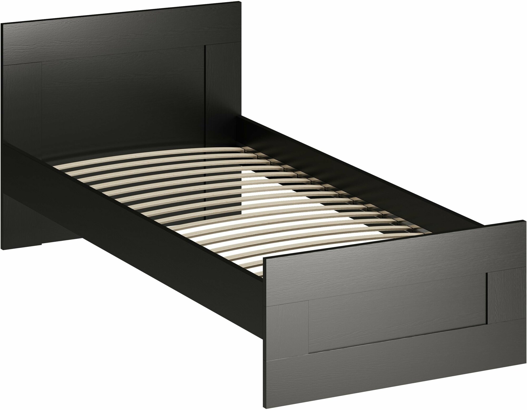 Кровать ГУД ЛАКК Сириус, односпальная, 90х200 см, черная, дуб венге